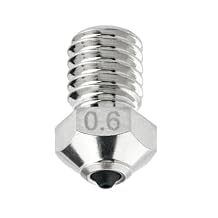 Diamond PCD Nozzle 0.6mm for E3D V6 Hotend, Prusa i3 MK3S / MINI, Anycubic i3 Mega/Kobra/Kobra Neo 3D Printer and More, Hardened High Precision, Nickel Plated Copper