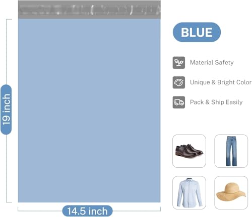 Image of Metronic Poly Mailers 14.5x19 70,000 Pack Large Shipping Bags for Clothing Mailing Bags with Strong Self-sealing Adhesive Waterproof and Tear-Proof Shipping Bags Bulk in Blue