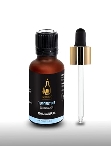 Turpentine Essential Oil (Pinus palustris) 100% Pure & Natural 15ml (0.5 Fl Oz) Therapeutic Grade Oil for Aromatherapy Massage & Pain Reliefl