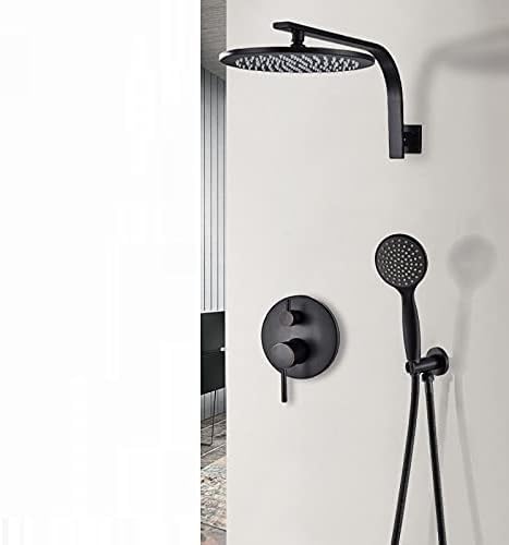 Doccia termostatica, soffione Doccia, Set di rubinetti per Doccia da Bagno Nero di recente Produzione 8/10/12/16 con Miscelatore per Acqua Calda e Fredda, 8 insh B, 8 A Fa