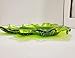 Fused Green Glass Leaf Dish with Water Drops Handmade