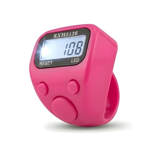 Image of Digital Finger Ring Counter, LCD Display with LED, Reset Function, Tally Counter (Pack of 1-Multicolour) (Pink)