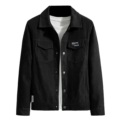 Maiyifu-GJ Men's Long Sleeve Denim Jackets Casual Button Down Trucker Jacket Cotton Lightweight Biker Jean Coat