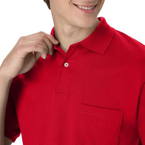 Hanes Men's Short-Sleeve Jersey Pocket Polo (Pack of 2), Deep Red, Small - image 6