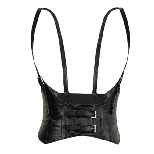 Corset Belt Women Wide Belt PU Leather Underbust Corset Crop Top Vest Waist Belt Double Buckle Cincher