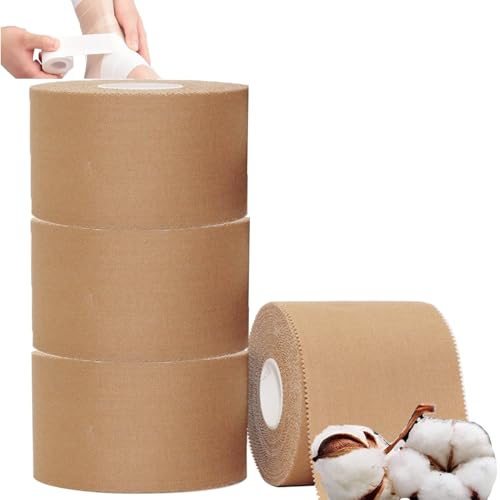 ANAMPION Zinc Oxide Tape - 4 Rolls 3.8cm x 10m Athletic Bandage Breathable Wrist Finger Tape Easy Tear Athletic Sports Tape for Jiu Jitsu Bouldering Rock Climbing & Golf (Flesh Color)