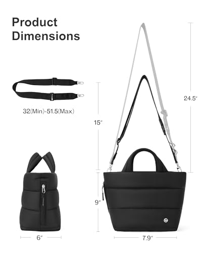 Image of CHOLISS Small Puffer Tote Bag for Women - Quilted Crossbody Bags, Puffy Nylon Satchel Travel Handbags