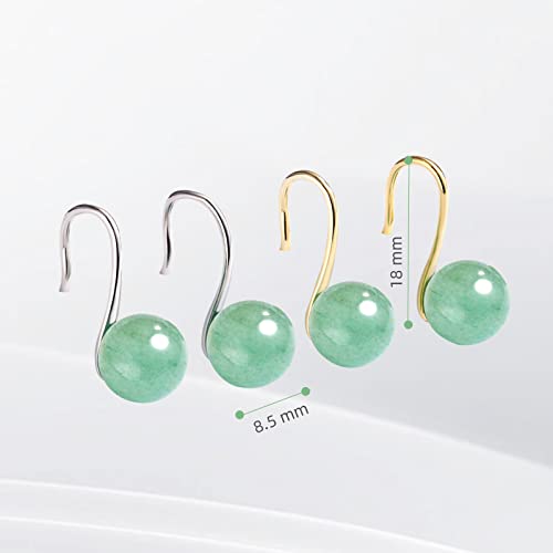 GLLBTPT Vintage 925 Sterling Silver Jade Drop Earrings,Green Earring Women,Jade Jewelry for Women,Good Luck Handmade Earrings Gift for Birthday Anniversary (gold)3