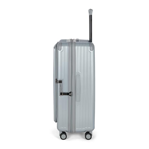 Image of SWISS MILITARY Polycarbonate Summit 360 Rotatable 8 Wheel 80cm Hard Trolley Luggage, Anti Theft Zip, TSA Lock, 15.6 inch Laptop Compartment Expandable Storage Suitcase & Dust Cover Free Large Silver 137L
