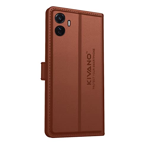 Image of KIVANO Compatible with Vivo T1 44W / Vivo T1 4G Flip Cover | Leather Finish | Inside Pockets & Inbuilt Stand | Shockproof Wallet Style Magnetic Closure Back Cover Case