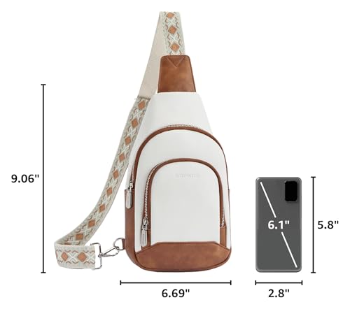 Image of BOSTANTEN Sling Bag for Women Leather Crossbody Bag Vintage Cross Body Purse for Travel with Guitar Strap, Bohemian Style