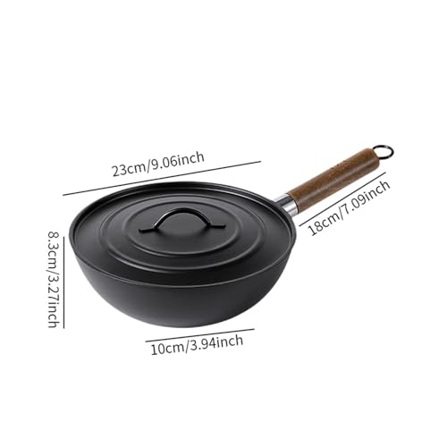 Wok de hierro fundido con revestimiento antiadherente y mango de madera miniatura 4