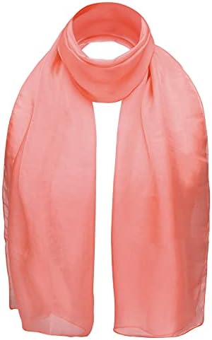 Basic Sense Chiffon Scarf Sheer Soft Plain Neck Wrap for Women Neatly Stitched