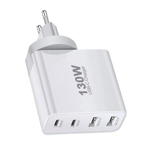 Chargeur d'alimentation multi-ports blanc 130W contre la surchauffe de vos ordinateurs