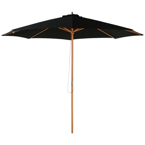 Outsunny Sonnenschirm Ø 300 cm UV Schutz Balkonschirm aus Holz...