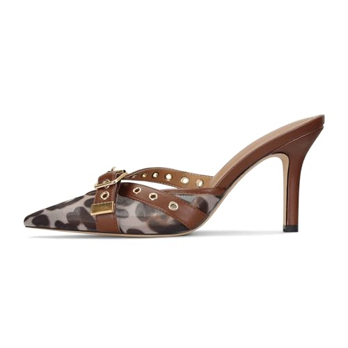 Image of Dsevht Black Kitten Heels for Women Pointed Closed Toe Dressy Bow Heel Vintage Heeled Mules Sexy Pointy Studded Slip on Stiletto Pump Shoes