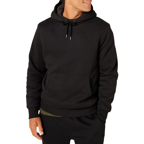 Amazon Essentials Herren Kapuzenpulli mit Sherpa-Futter, Schwarz, L