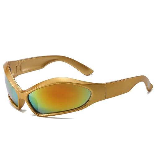 PPFVVTV Gafas de sol para hombre, para ciclismo al aire libre, deportivas, estilo vintage, modernas (doradas y rojas)