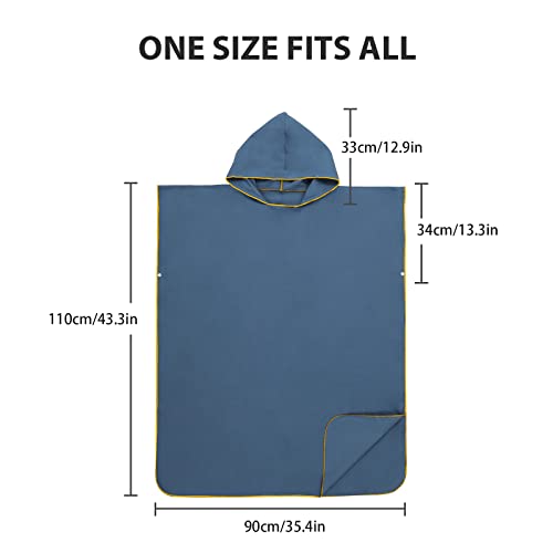 MOKANI Surf Poncho Umziehhilfe Strand für Damen Herren Erwachsene Jugendliche, Ultraleicht und Schnelltrocknend, Badeponcho Handtuch Poncho aus Mikrofaser auch als Umkleidehilfe Strand (Dunkelblau)