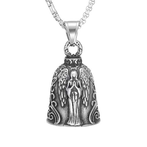 Amulette pendentif cloche retro punk et collier homme rock pour exposition