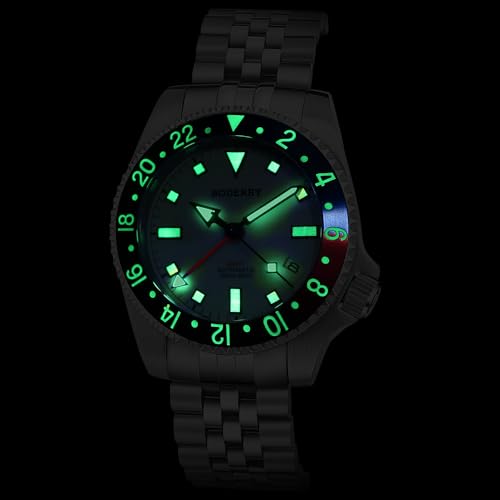 BODERRY Men's Watch Titanium Automatic 200M Waterproof Diver Watch with GMT Automatic Movement and Titanium Bracelet—Admiral