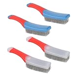 4pcs Stainless Steel Wire Brushes for Grill, Heavy Duty Scratch Brushes with Ergonomic Grip Small Cleaning Tools for Home Kitchen Industrial Use