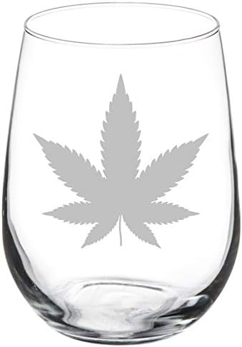 Copa de vino Cáliz Cannabis Marihuana Pot Leaf (17 oz sin tallo)