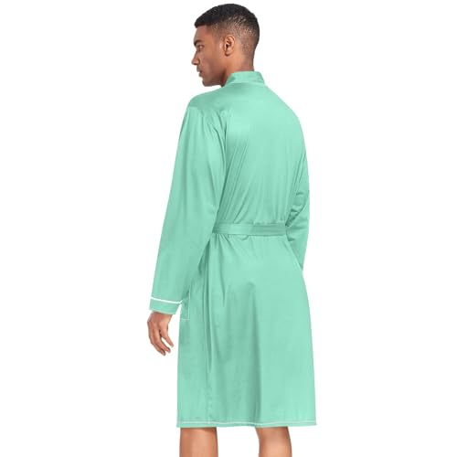 CHIFIGNO Ivy Green Mens Kimono Robe Light Robe Men Robe with Pockets M-XL2