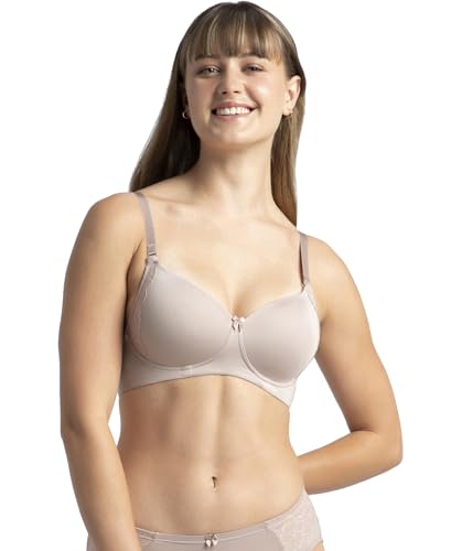 Image of Jockey 1816 Women Wirefree Padded Soft Touch Microfiber Elastane Stretch Full Coverage T-Shirt Bra with Lace Styling
