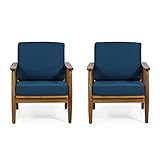 Willowbrook Outdoor Club Chair with Cushion - Acacia Wood - Teak (Set of 2)