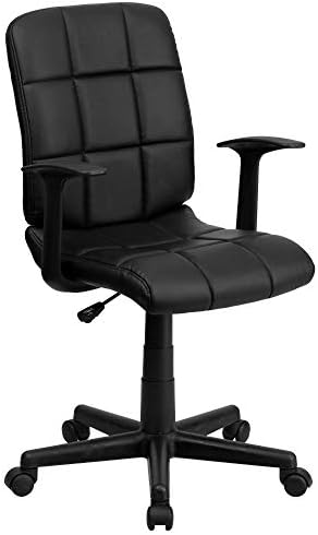 Flash Furniture Mid-Back Black Quilted Vinyl Swivel Task Office Chair with Arms