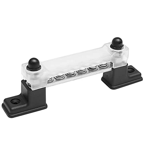 Shkalacar Borne de Barre Omnibus,6 Positions 130A / 150A,pour bornier de Distribution d'énergie Marine de Bateau de Voiture,6 vis + 2 Goujons