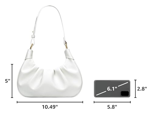 Image of KKXIU Shoulder Bag Crescent Handbag Ruched Purse Underarm Bag Mini Hobo for Women