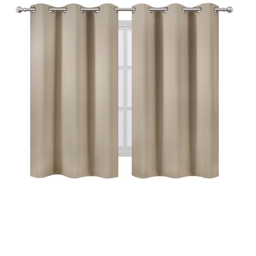 Image of LEMOMO Khaki Blackout Curtains 42 x 54 Inch Length Set of 2 Panels Grommet Bedroom Curtains for Living Room