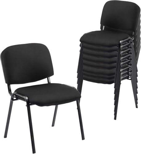 Image of HNY Black Waiting Room Stackable Chairs Mesh Ergonomic Reception Chairs Set of 15 Conference Desk Guest Chair for Meeting Room, Office, Lobby, Events, Hall