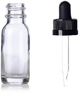 1/2 Oz (15 ml) Clear Boston Round Glass Bottle w/Child Resistant Glass Dropper - Pack of 12