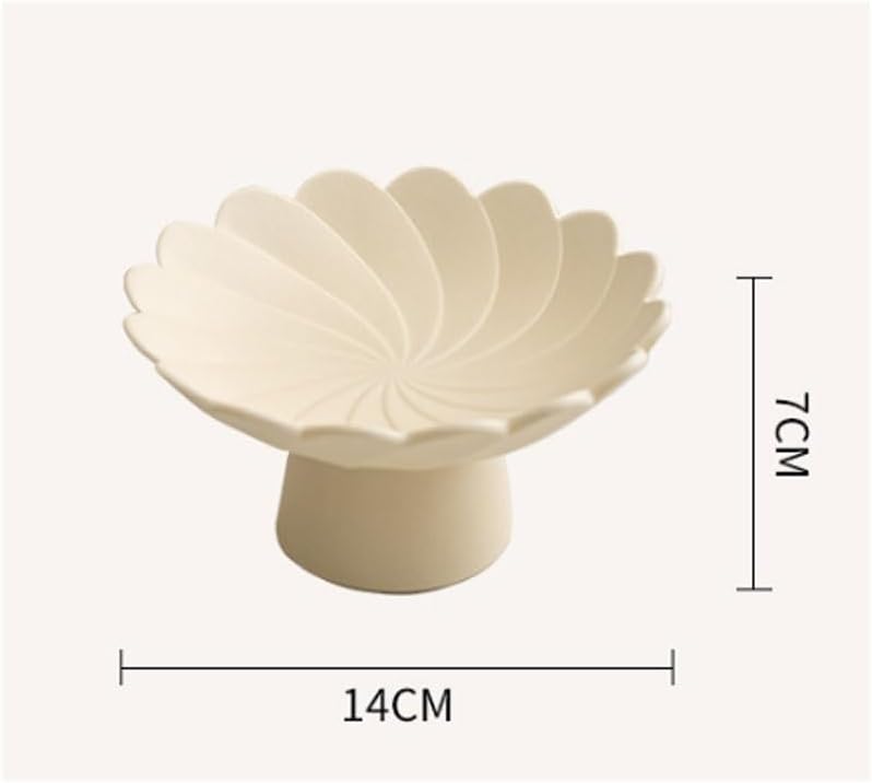 Ceramic High Legged Cream Feng Shui Fruit Platter Plate of Afternoon Tea Snacks Pastries
