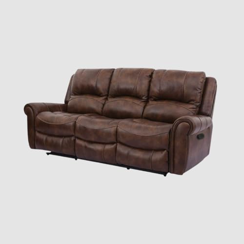 Image of Torque - Romio 3 Seater Leatherette Manual Recliner | Recliner Sofa /Chair for Living Room, Bedroom, Office | 1 Year Warranty - Brown