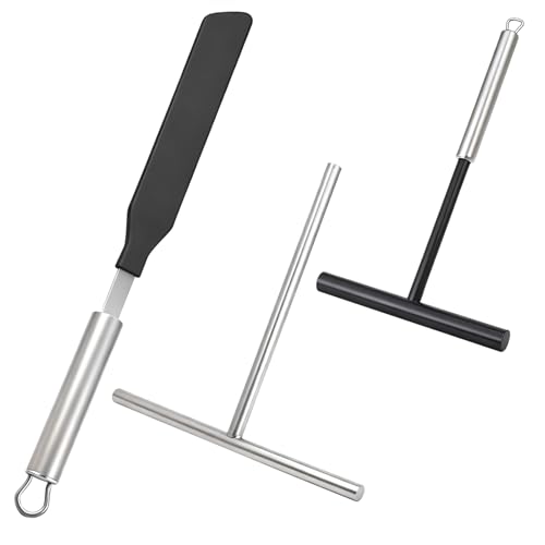 3-Piece Crepe Spreader and Spatula Set, Offset Spatula with 7" & 5" T-Shaped Batter Spreaders, Stainless Steel Crepe Tools for Pancake, Tortilla & Cake Icing