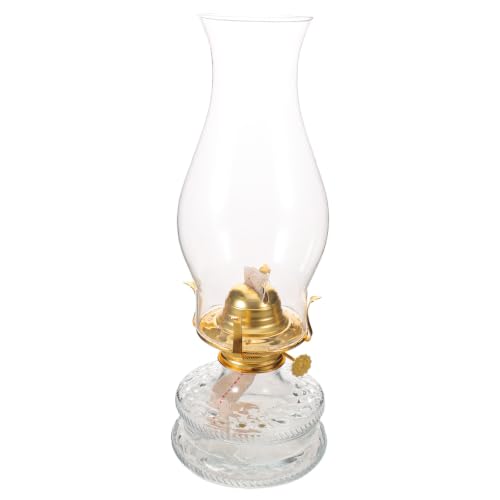 SOLUSTRE Lampa naftowa Vintage Hurricane Oil, lampa naftowa, przezroczyste szkło, oświetlenie nastrojowe w stylu vintage do wystroju domu, na kemping, do hotelu, do użytku wewnętrznego, 12 cali