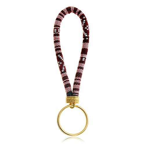 Made by Nami Boho Keychain with Gold Keyring for Women and Men Handmade Boho Wristlet Hippie Keychain for Summer Festival (Ruby Red)