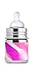 Pura Kiki 5oz / 150ml Stainless Steel Infant Bottle with Silicone Natural Vent Nipple & Sleeve, Pink Swirl (Plastic Free, NonToxic Certified, BPA Free)