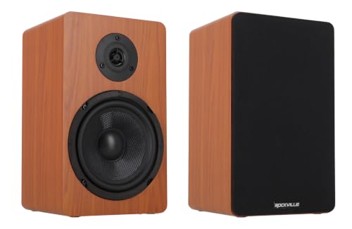 Rockville RockShelf 68C V2 Pair 6.5" Classic Wood Bookshelf Speakers, 8 Ohm