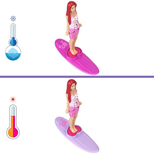 Barbie Coffret Mini BarbieLand Véhicule de Plage avec poupée de 3 8 cm décapotable de plage qui change de couleur et accessoires de plage JCR35 - vue 7