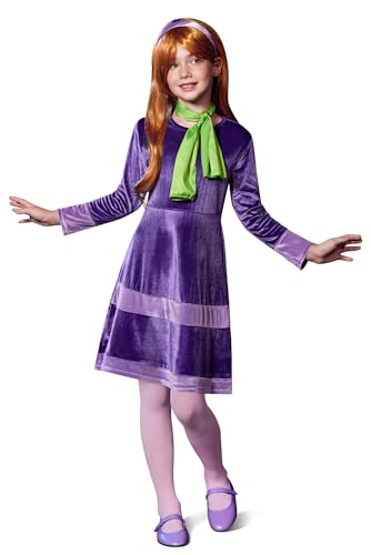 BesserBay Halloween Girls 6Pcs Purple Velvet A-Line Dress with Wig Scarf Headband Tights Set 4-14 Years