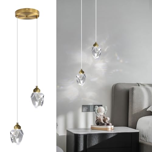 Sxtiger Suspension En Cristal Moderne, Suspension En Cristal LED 3 Couleurs, Pour îlot De Cuisine...