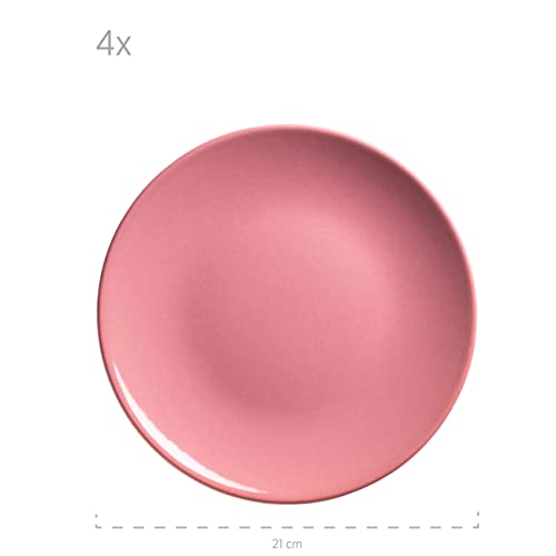 Foto von MÄSER 931544 Ossia Geschirr-Set für 4 Personen im mediterranen Vintage-Look, 16-teiliges Kombiservice in Amaranth Pink, Keramik