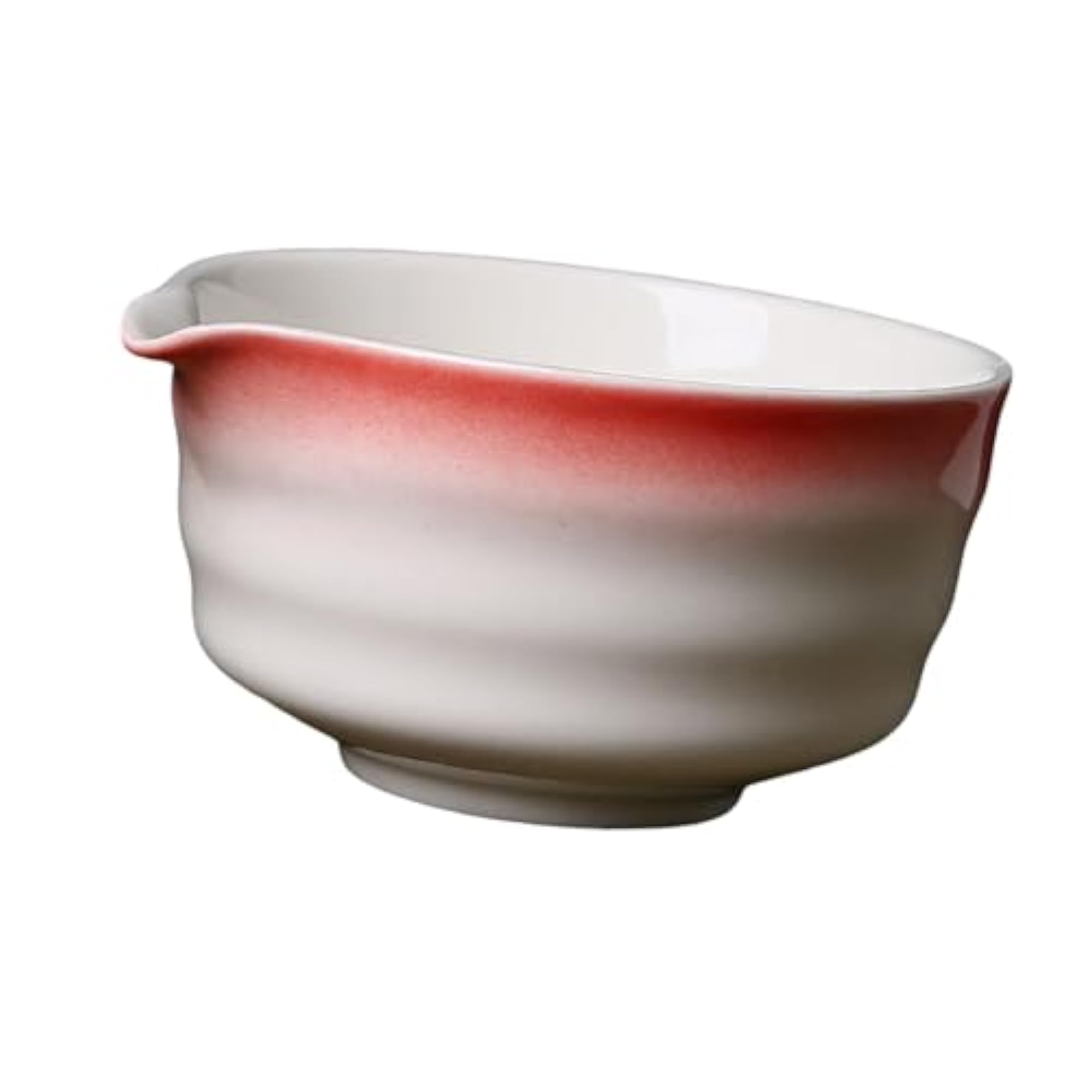 Ceramic Matcha Bowl with Spout 450ml for Friends, Red