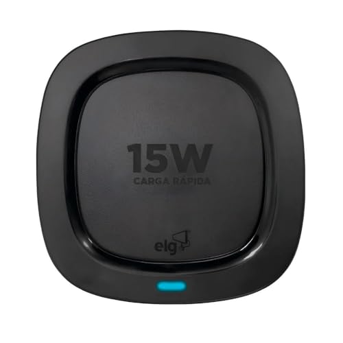ELG, WQ15BK, Carregador de Mesa Wireless, Compatível com Todos os Dispositivos Qi, Carregamento Sem Fio Rápido e Seguro, Preto