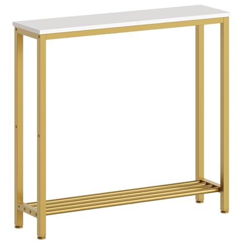 YATINEY Narrow Console Table, 2-Tier Small Sofa Table,...